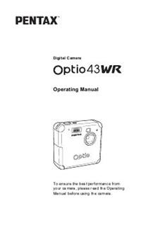 Pentax Optio 43 WR manual. Camera Instructions.